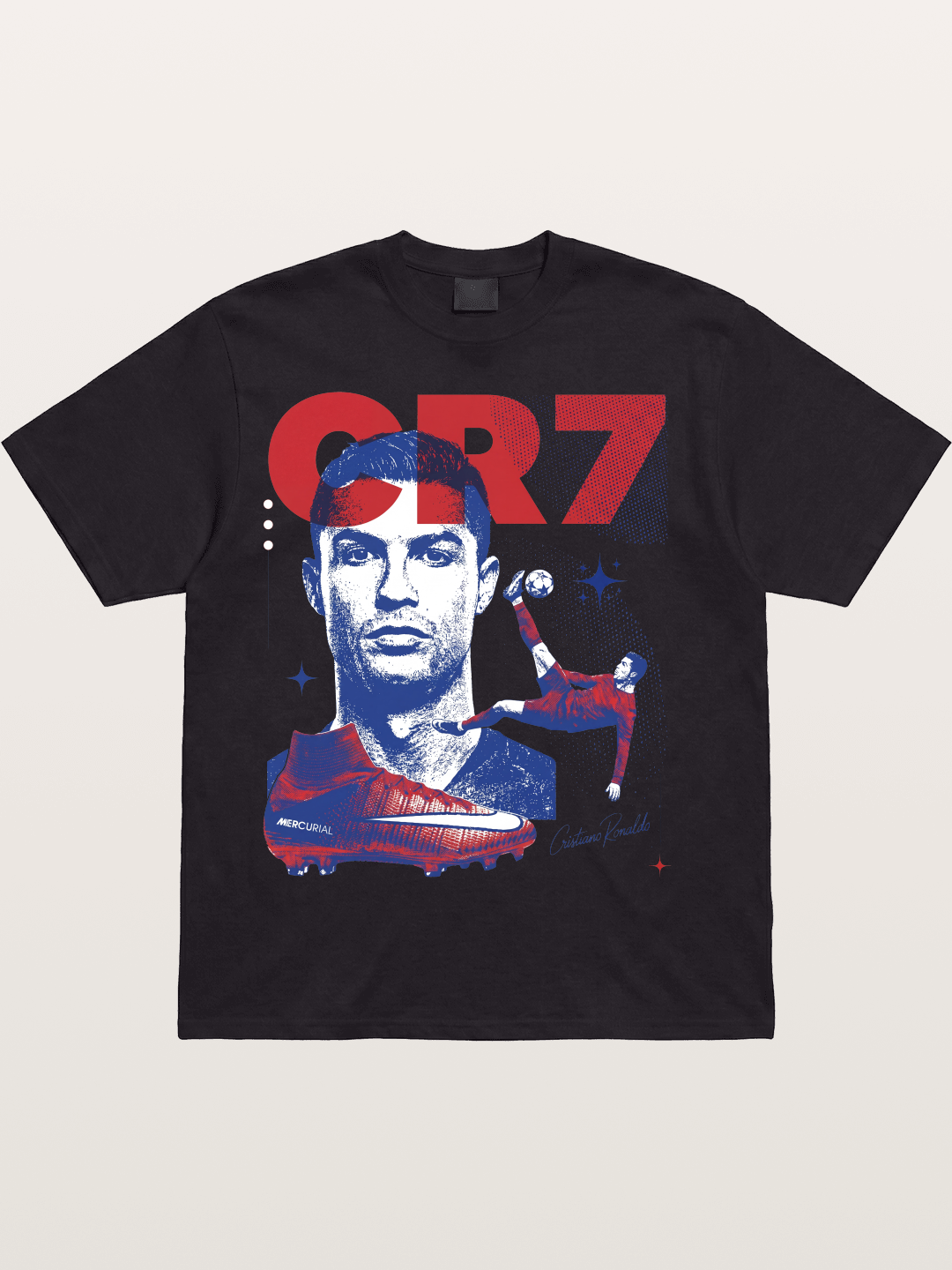 CR7 Retro Halftone Print Cotton T-shirt