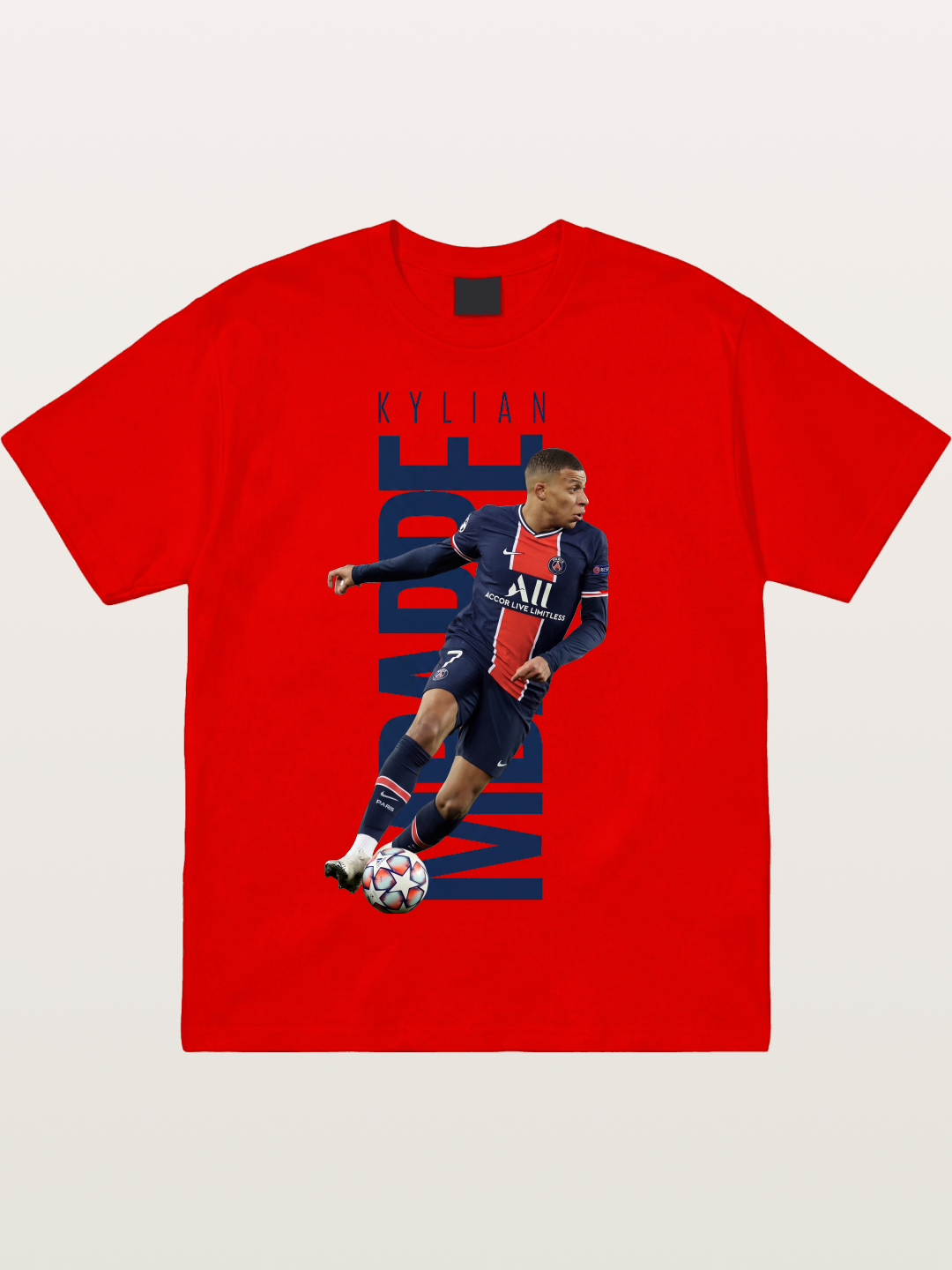 Mbappe PSG Vertical Typography Cotton T-shirt