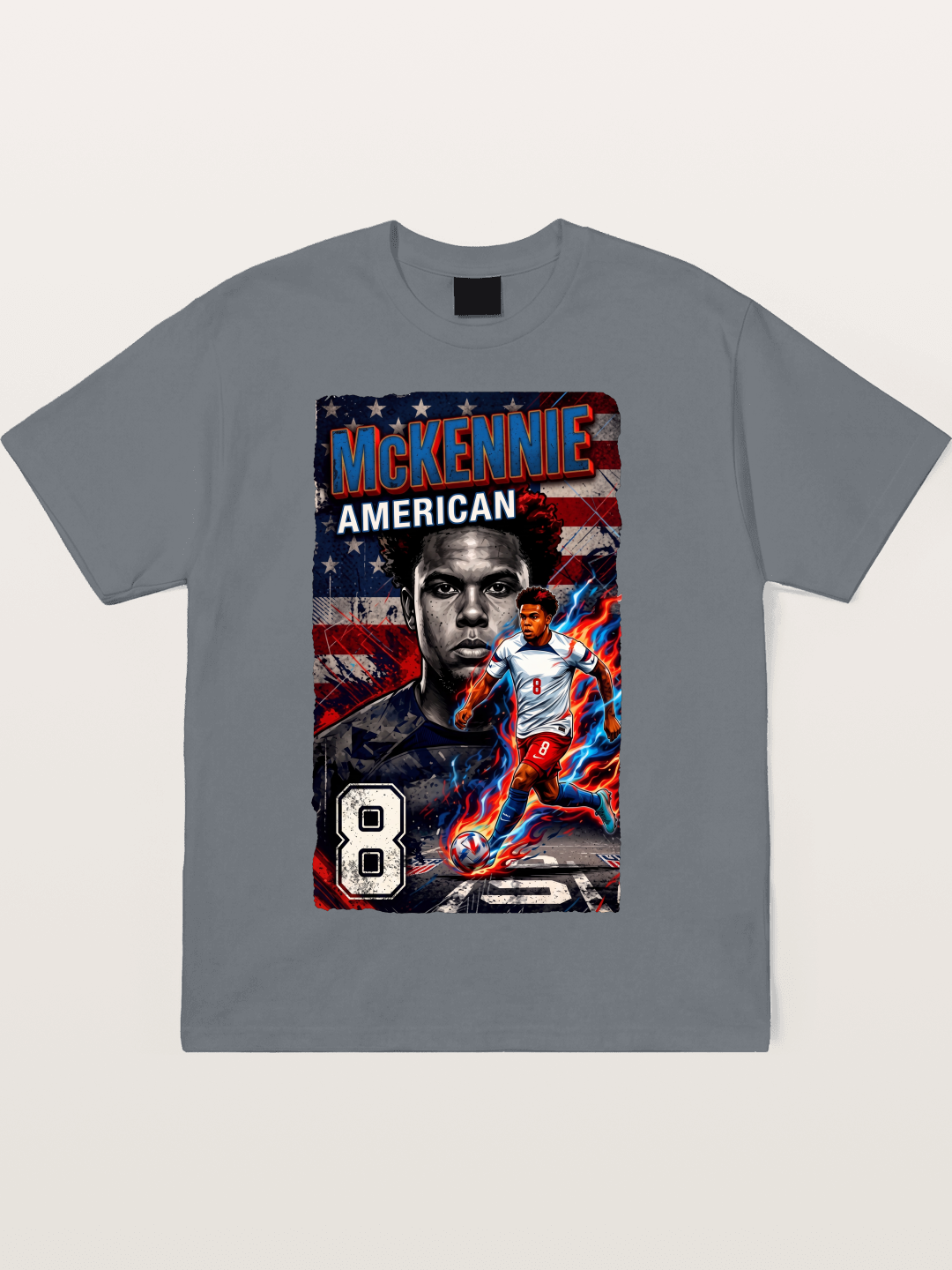 Weston Mckennie Fiery Retro Design Cotton T-shirt