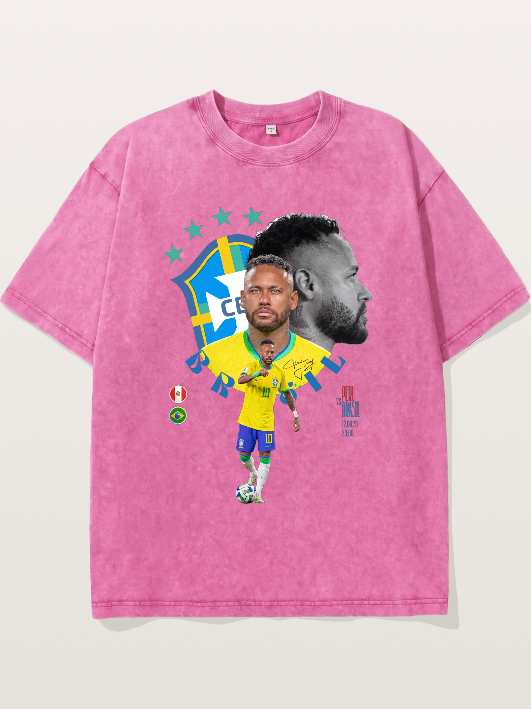 Neymar Multi Portrait Art Washed T-shirt