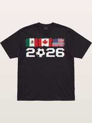 2026 WC USA Mexico Canada Flags Cotton T-shirt
