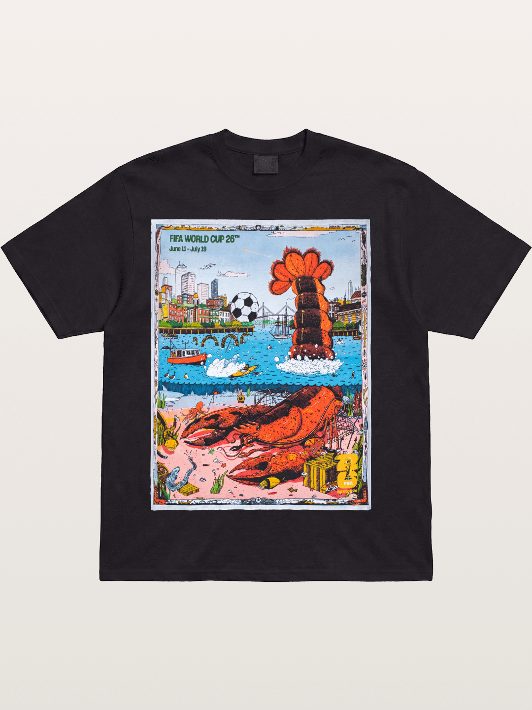 FIFA 2026 Coastal City Lobster Design Cotton T-shirt