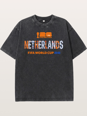 Netherlands 2026 Delft Blue Typo Washed T-shirt