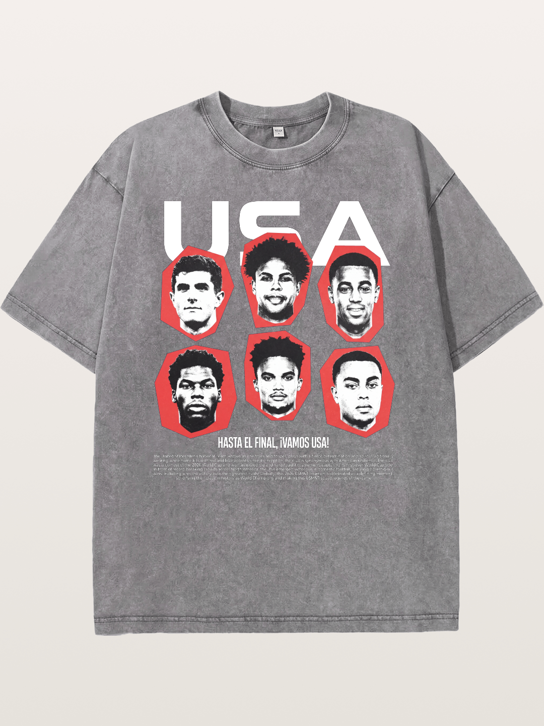 Six US Soccer Stars Hexagon Layout Washed T-shirt