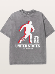 USA WC 2026 Soccer Player Silhouette Washed T-shirt
