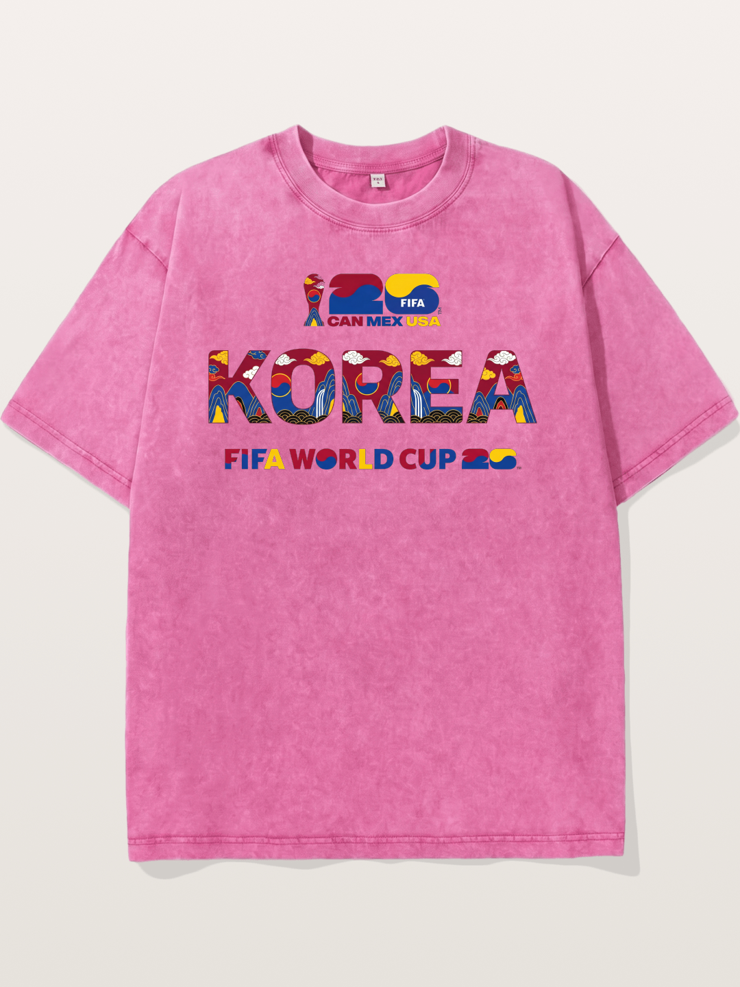 Korea 2026 Folk Ornament Design Washed T-shirt