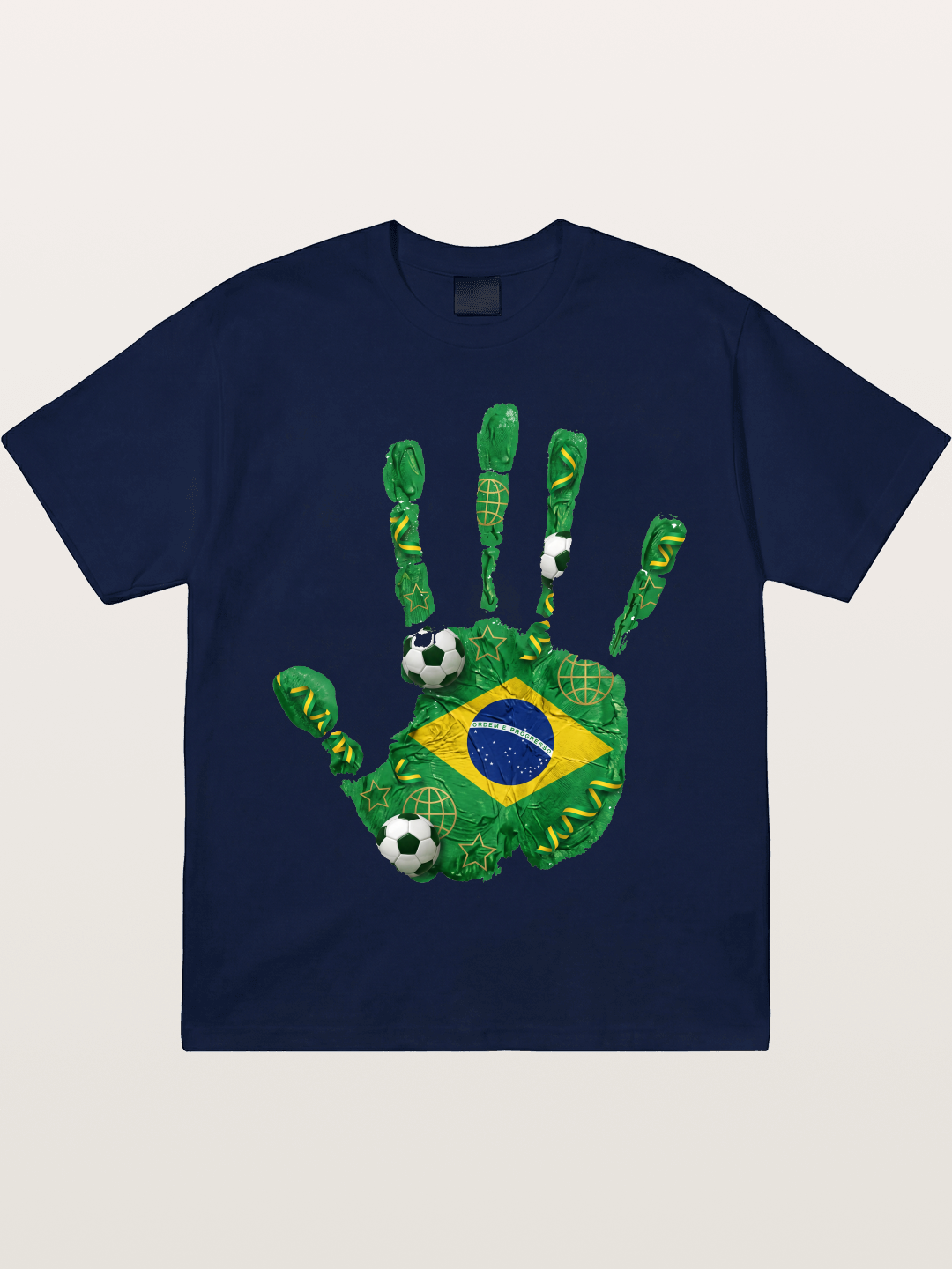 Brazil Flag Hand Soccer Art Gildan T-shirt