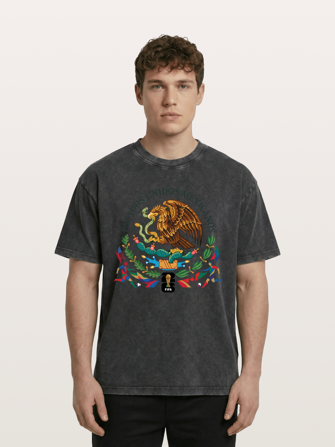 Mexican Eagle World Cup Art Washed T-shirt