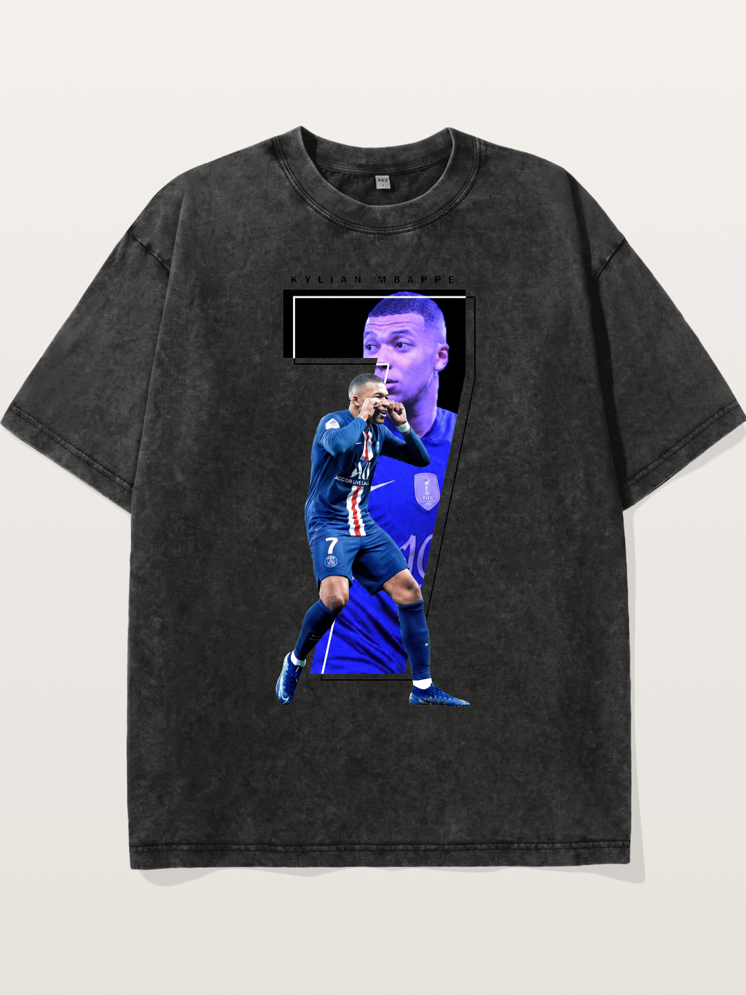 Mbappe Dual Portrait Collage Washed T-shirt