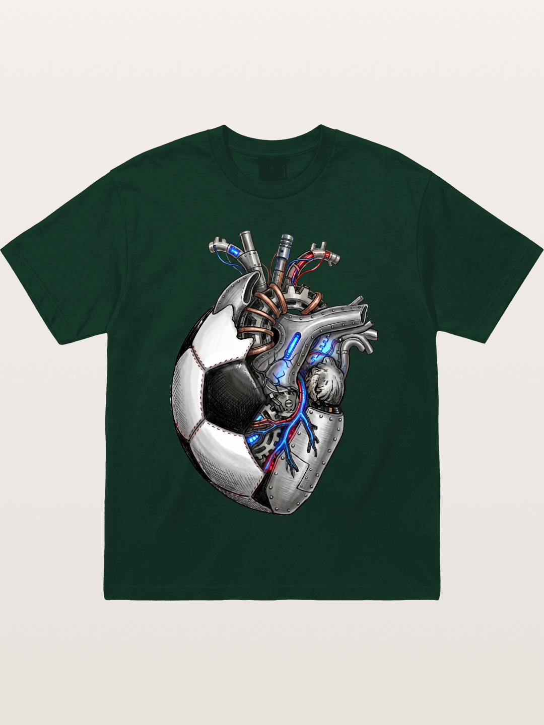 Mechanical Football Heart Print Gildan T-shirt