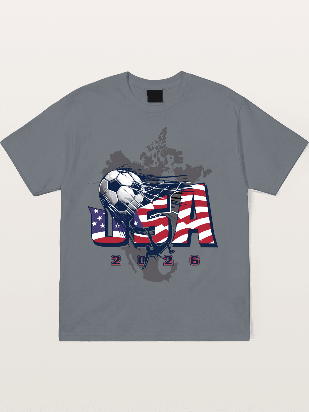 American Flag Soccer Map 2026 Cotton T-shirt