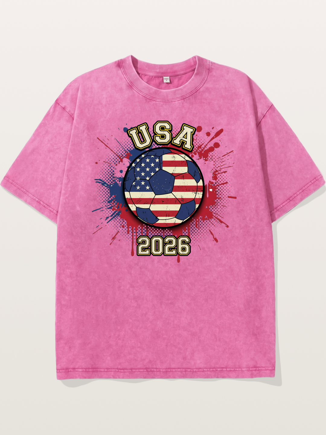 USA 2026 Soccer Ball Print Washed T-shirt