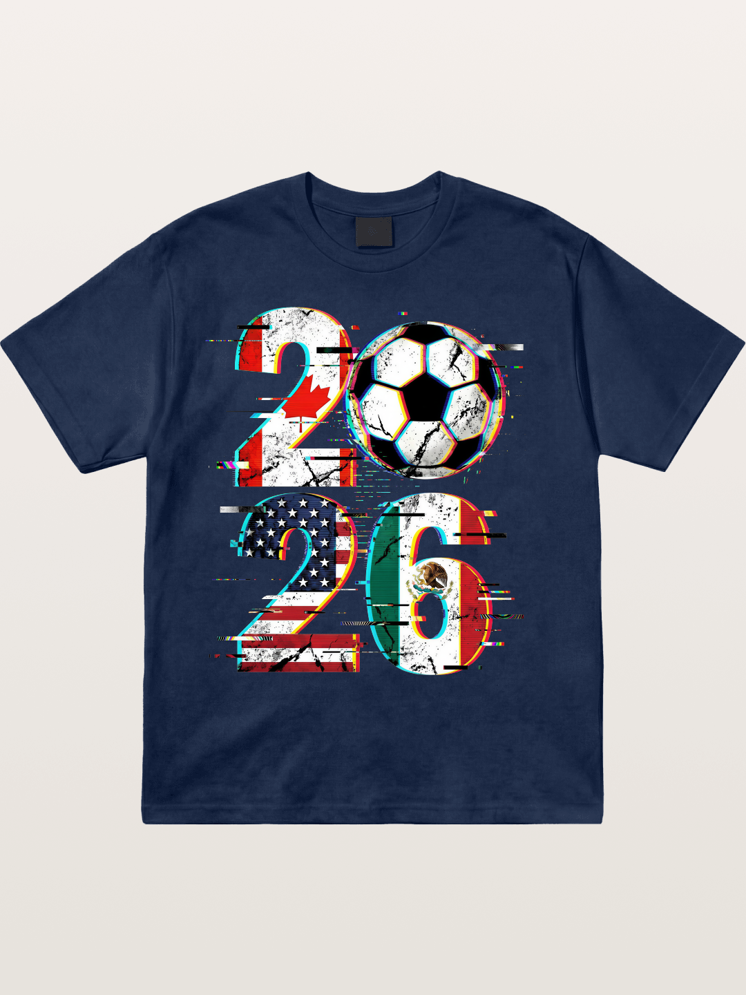2026 WC Glitch Typography Print Cotton T-shirt