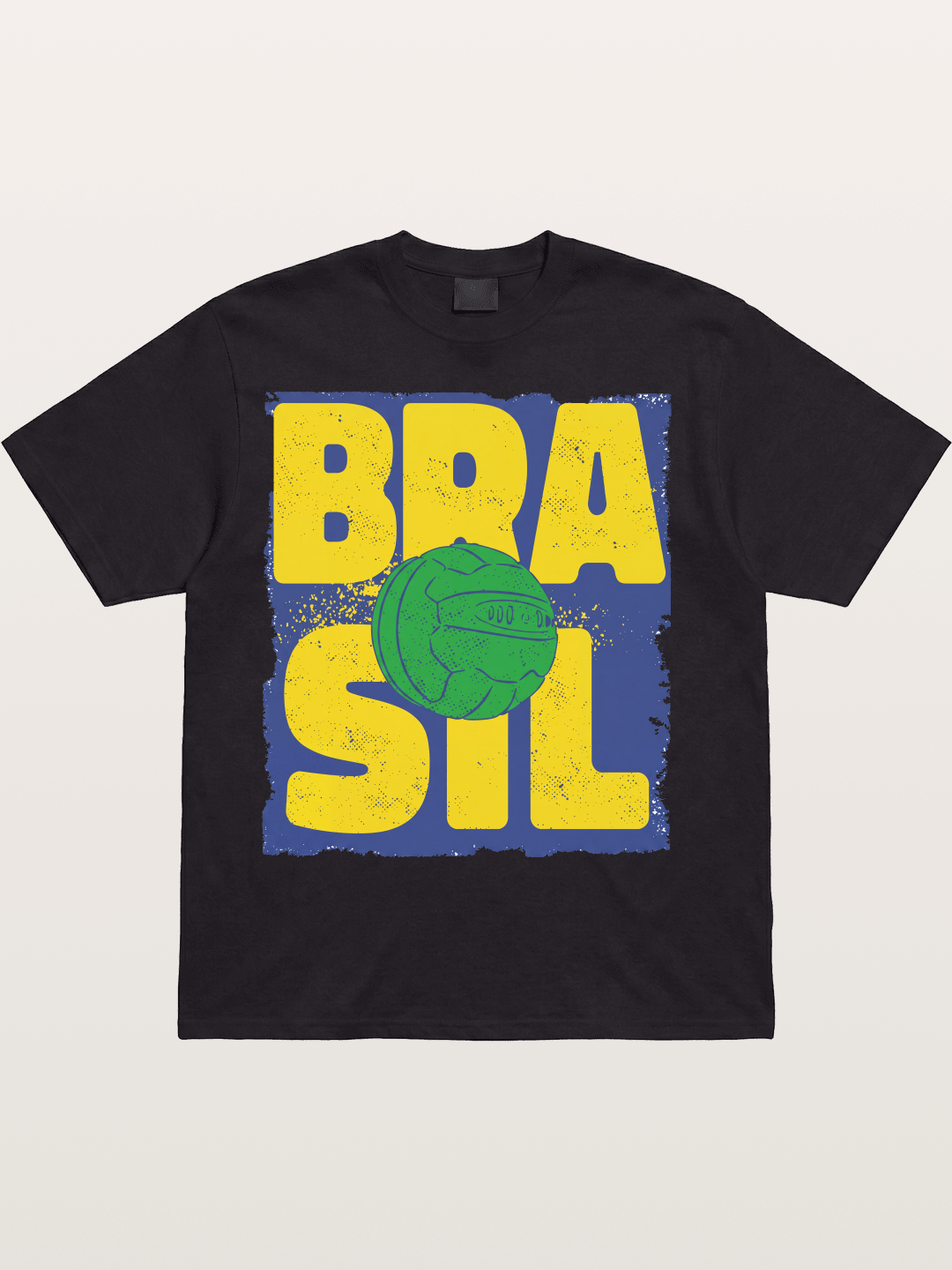 Grunge Brazil Soccer Text Card Cotton T-shirt