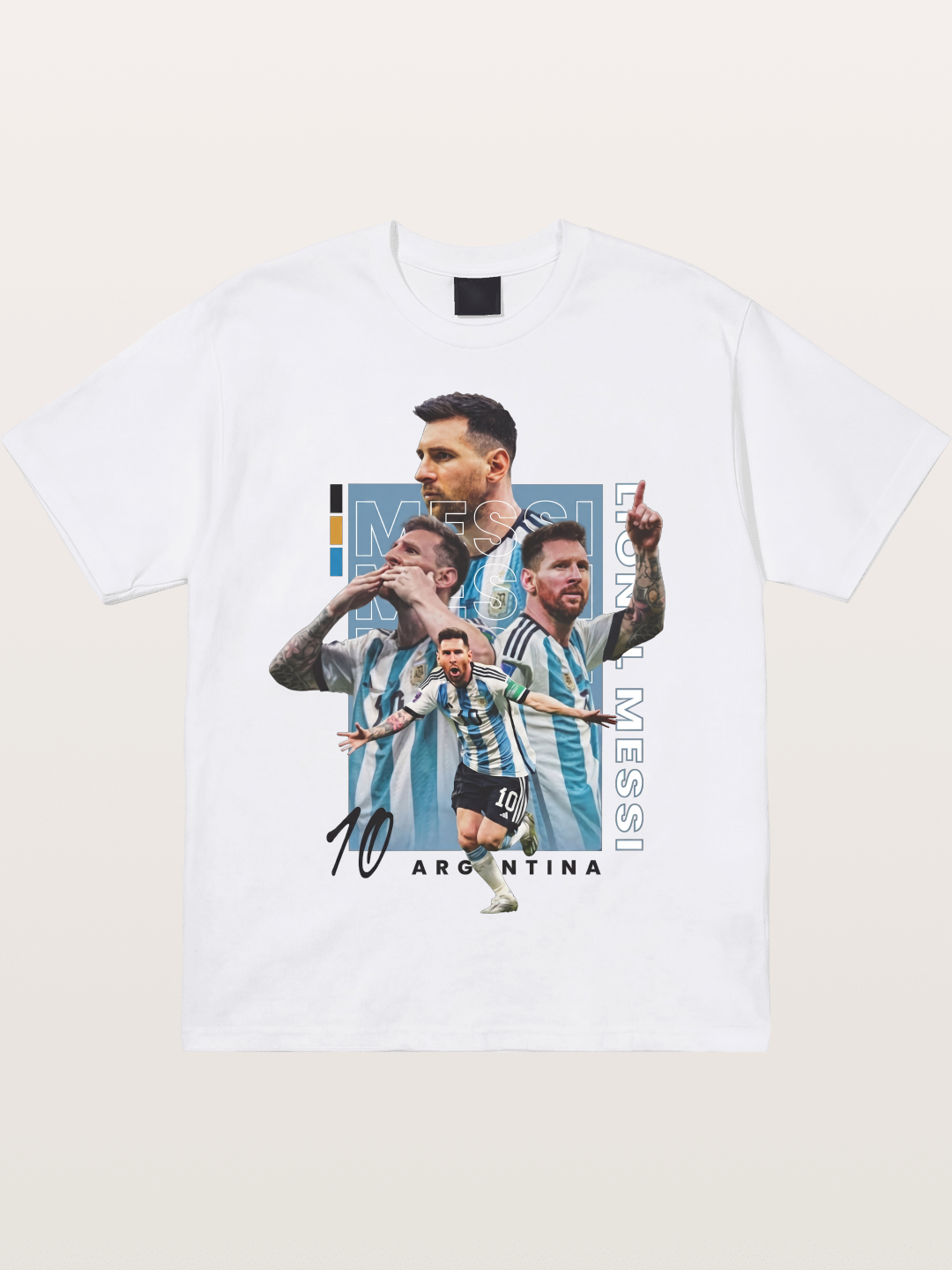 Messi Argentina Layered Collage Cotton T-shirt