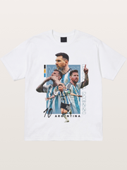 Messi Argentina Layered Collage Cotton T-shirt