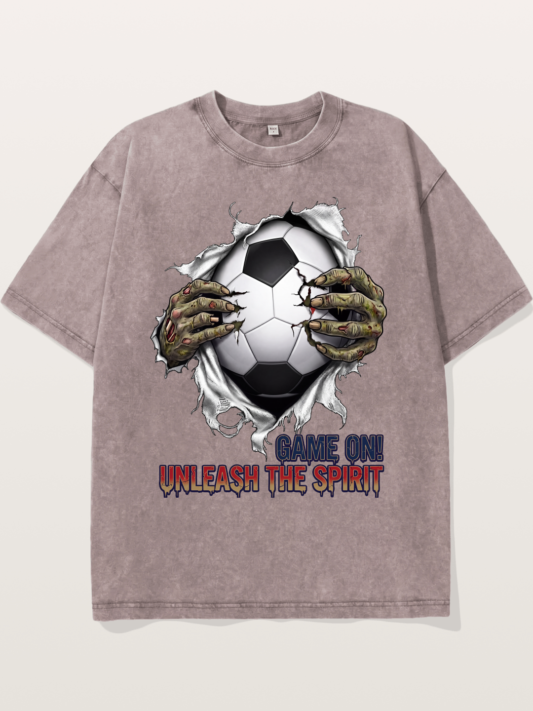 Zombie Claw Tear Soccer Print Washed T-shirt