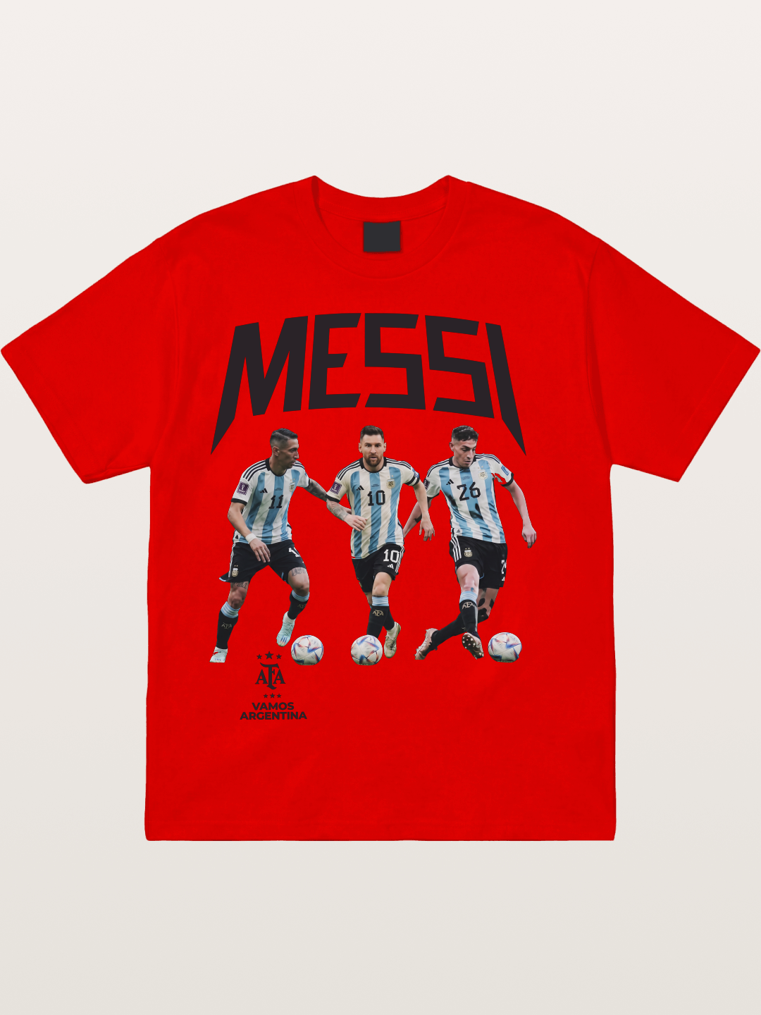 Messi Argentina Trio Soccer Players Cotton T-shirt