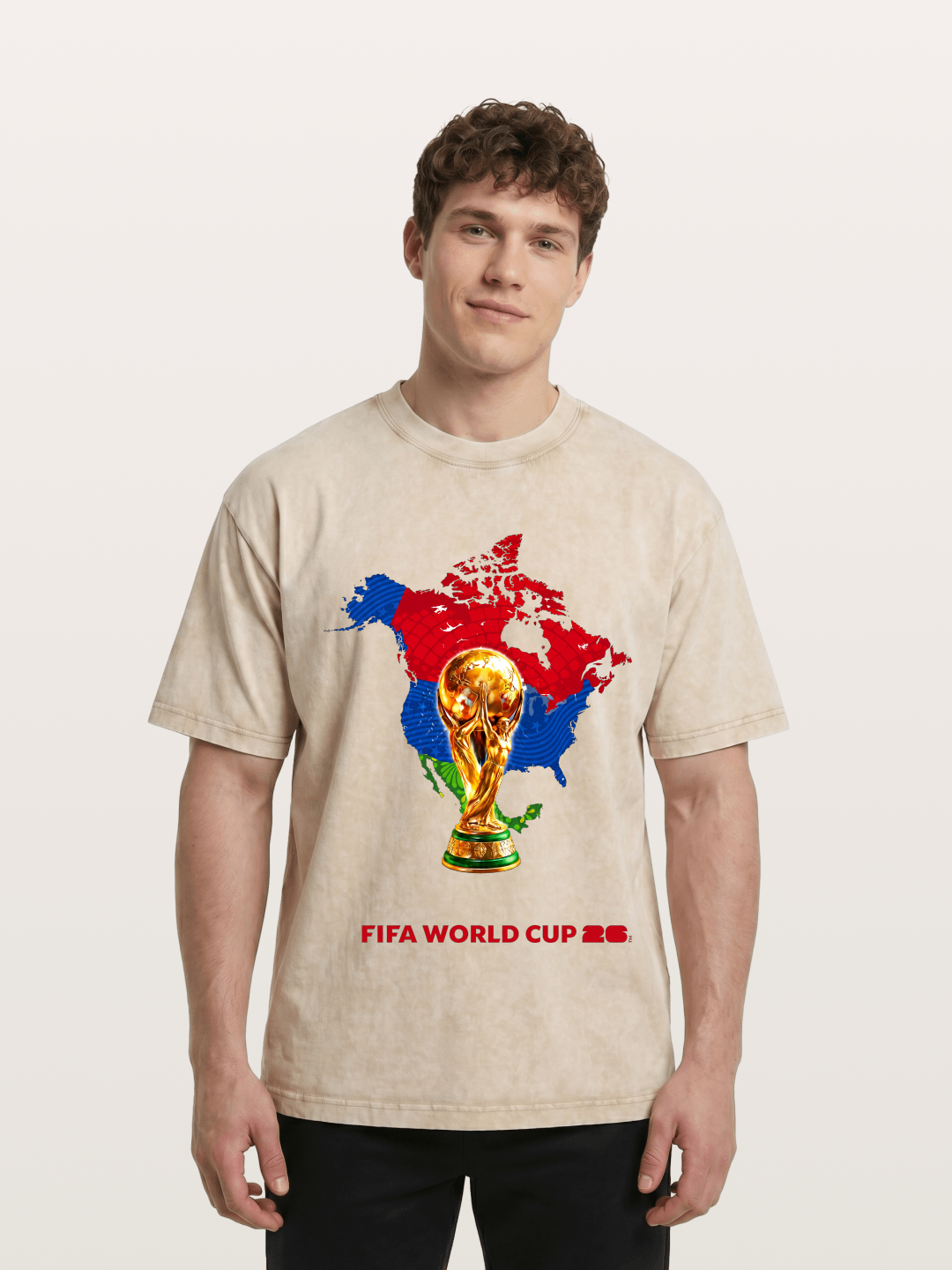 World Cup Trophy & Americas Map Washed T-shirt