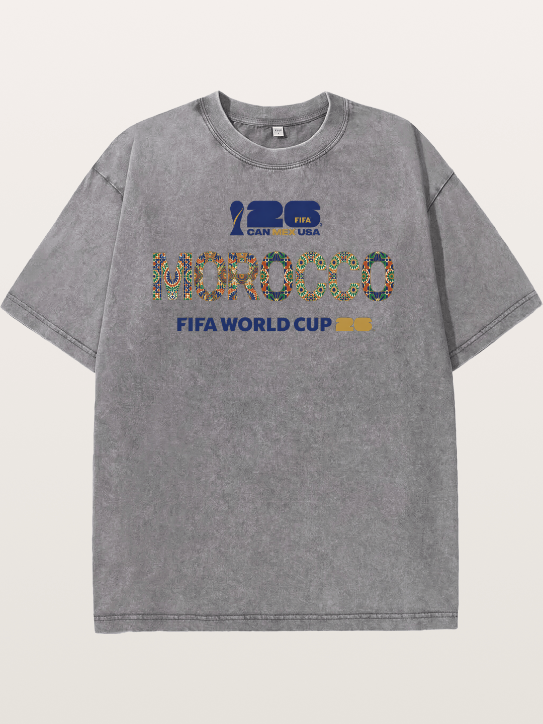 Morocco 2026 Mosaic Typography Washed T-shirt
