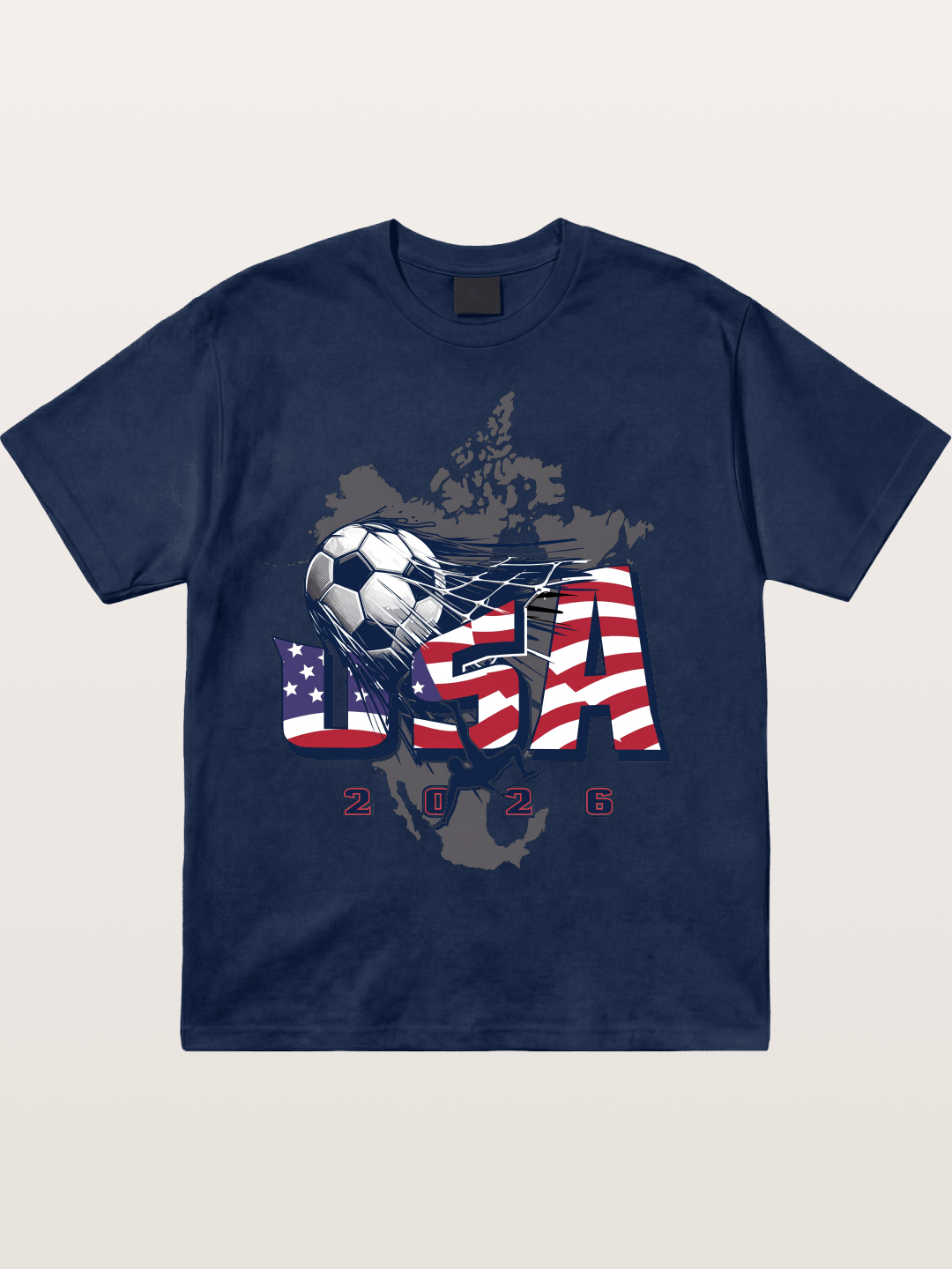 American Flag Soccer Map 2026 Cotton T-shirt