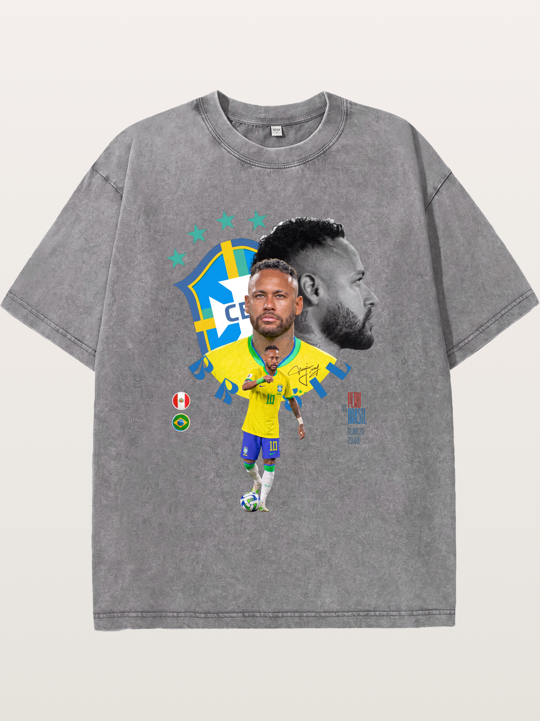 Neymar Multi Portrait Art Washed T-shirt
