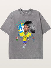 Neymar Multi Portrait Art Washed T-shirt