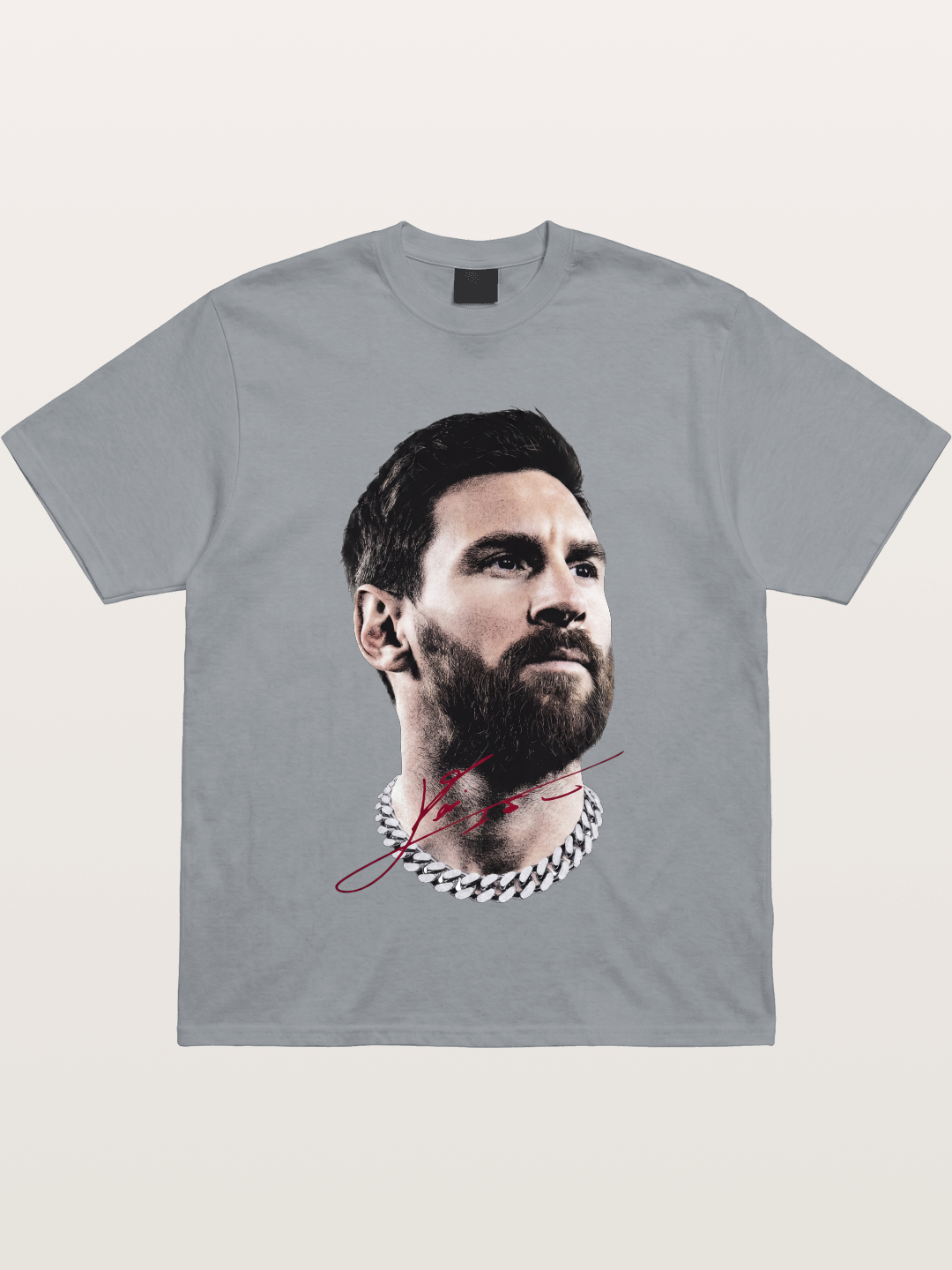 Messi Black White Signature Portrait Gildan T-shirt