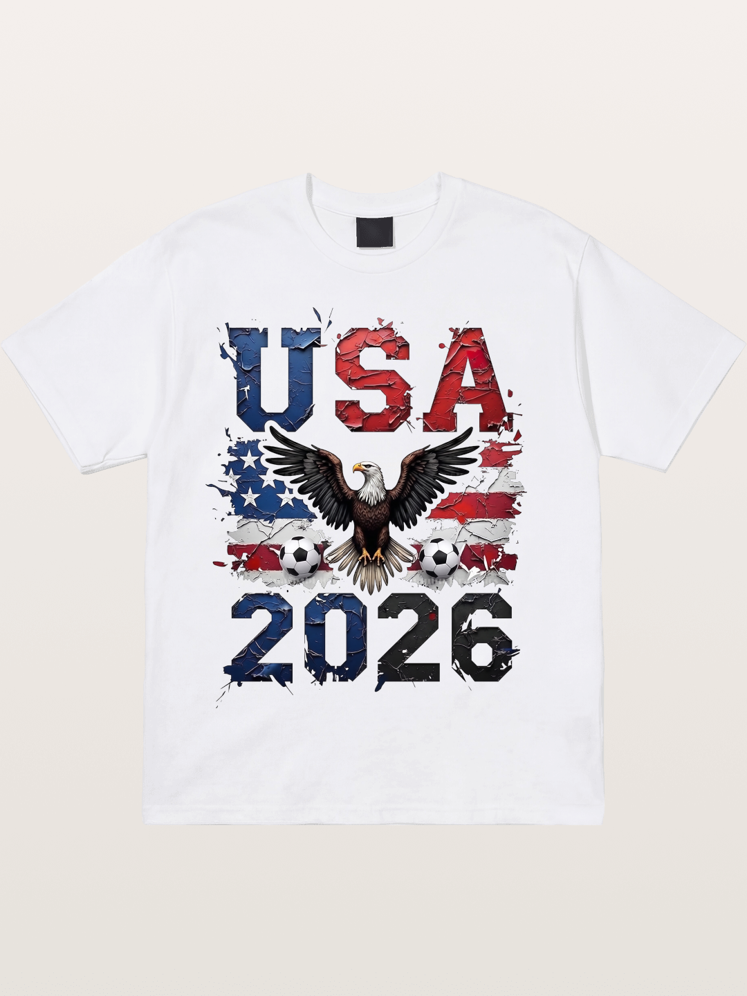 USA 2026 Bald Eagle Soccer Design Cotton T-shirt