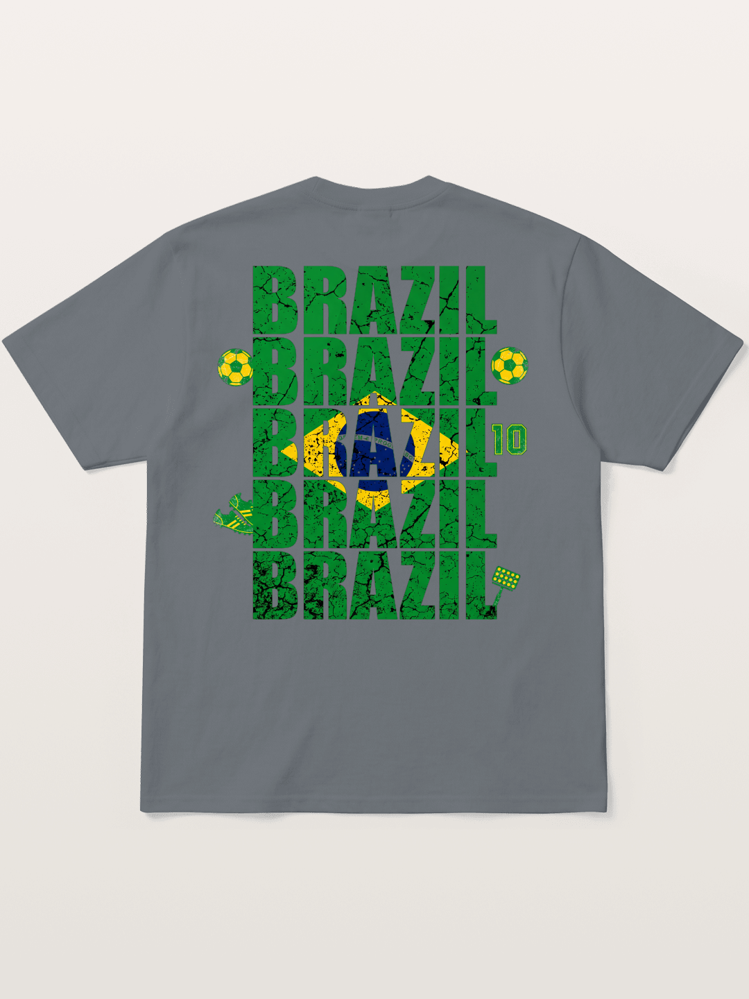 Brazil Cracked Text Collage Art Cotton T-shirt