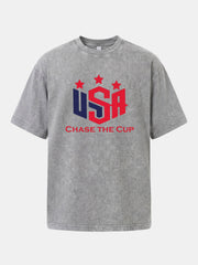 USA Chase The Cup Typography Washed T-shirt