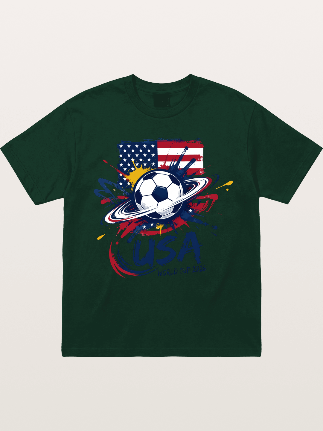 American Flag Splatter Soccer 2026 Gildan T-shirt
