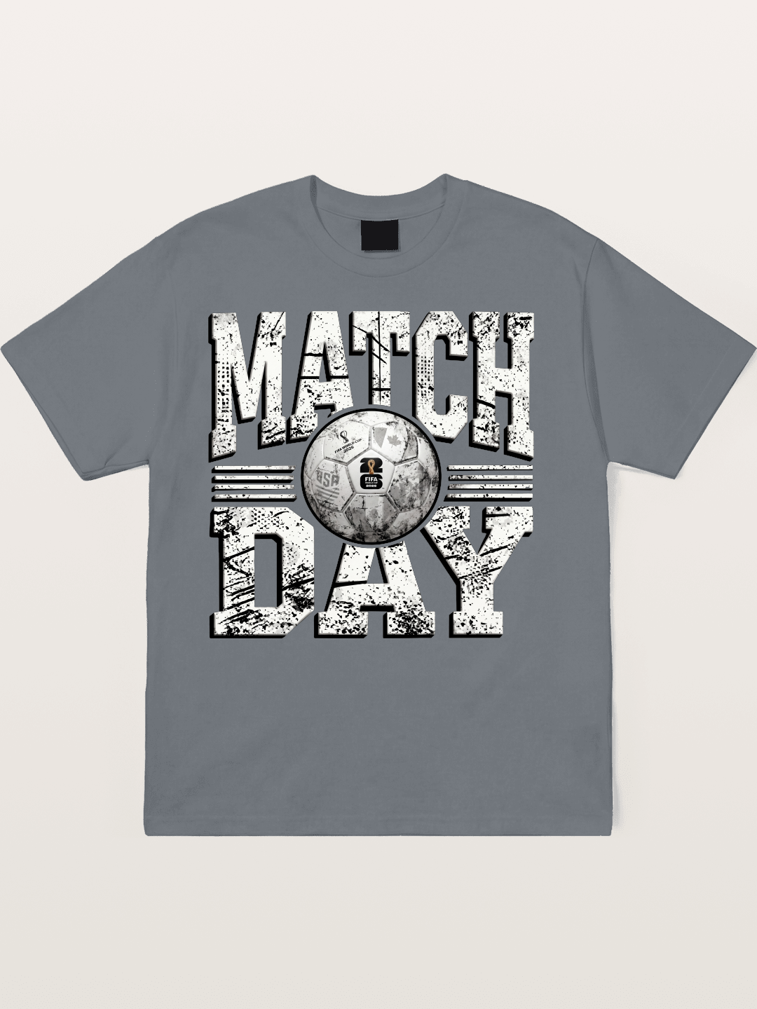 Match Day Grunge Soccer Print Cotton T-shirt