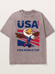 USA Eagle Mascot World Cup Washed T-shirt