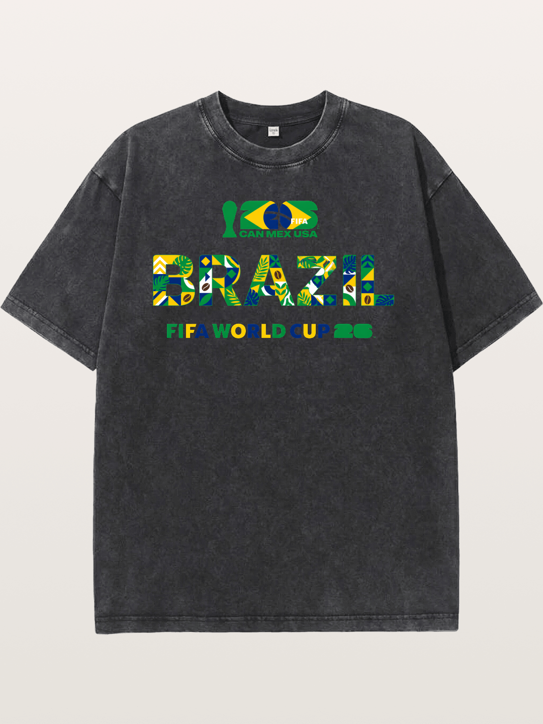 Brazil 2026 Floral Pattern Art Washed T-shirt
