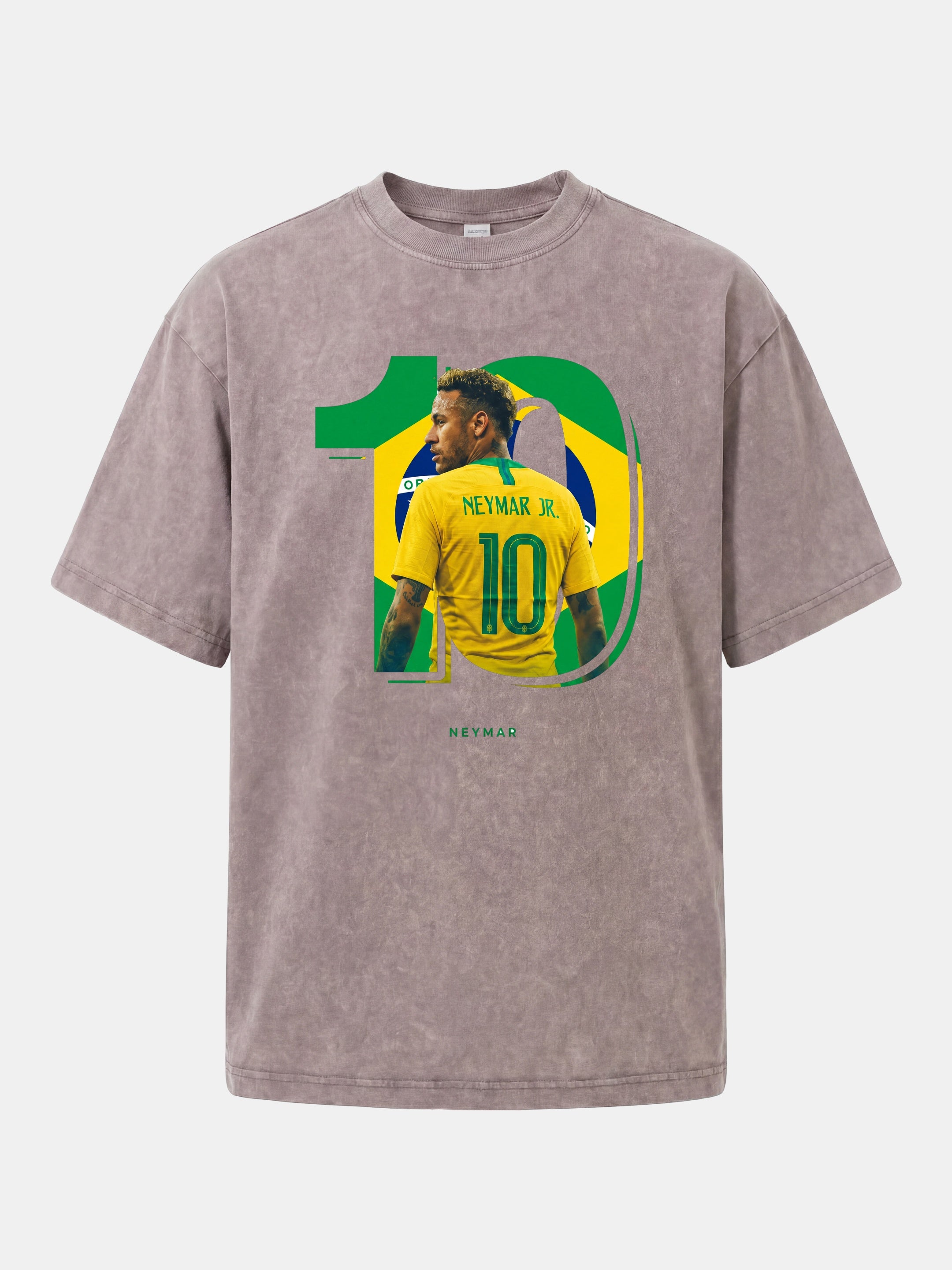Neymar Brazil 10 Jersey Print Washed T-shirt