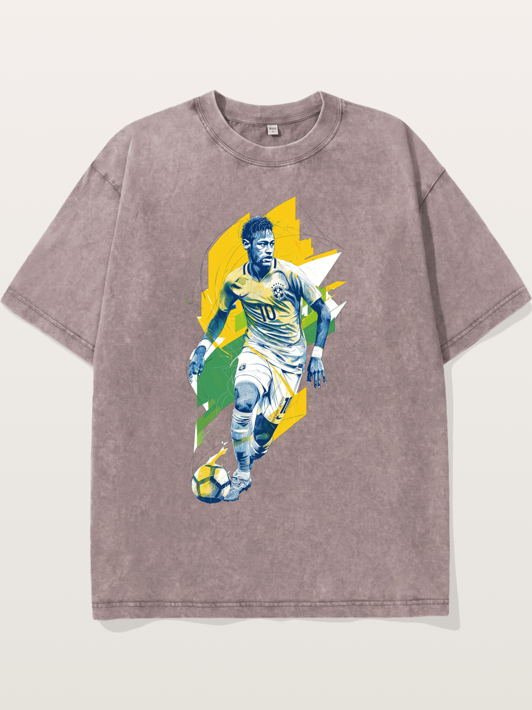 Neymar Brazil Geometric Print Washed T-shirt
