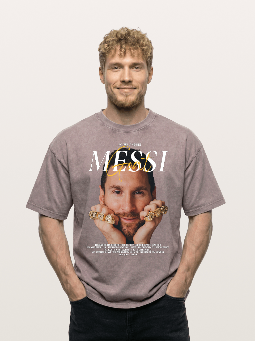 Messi GOAT Champion Rings Washed T-shirt