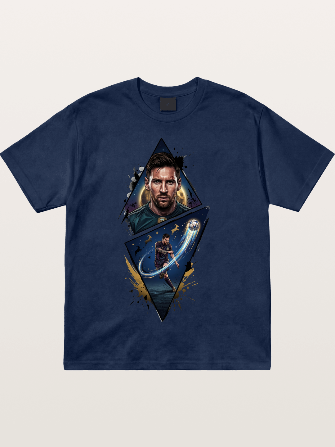 Lionel Messi Split Portrait Art Cotton T-shirt