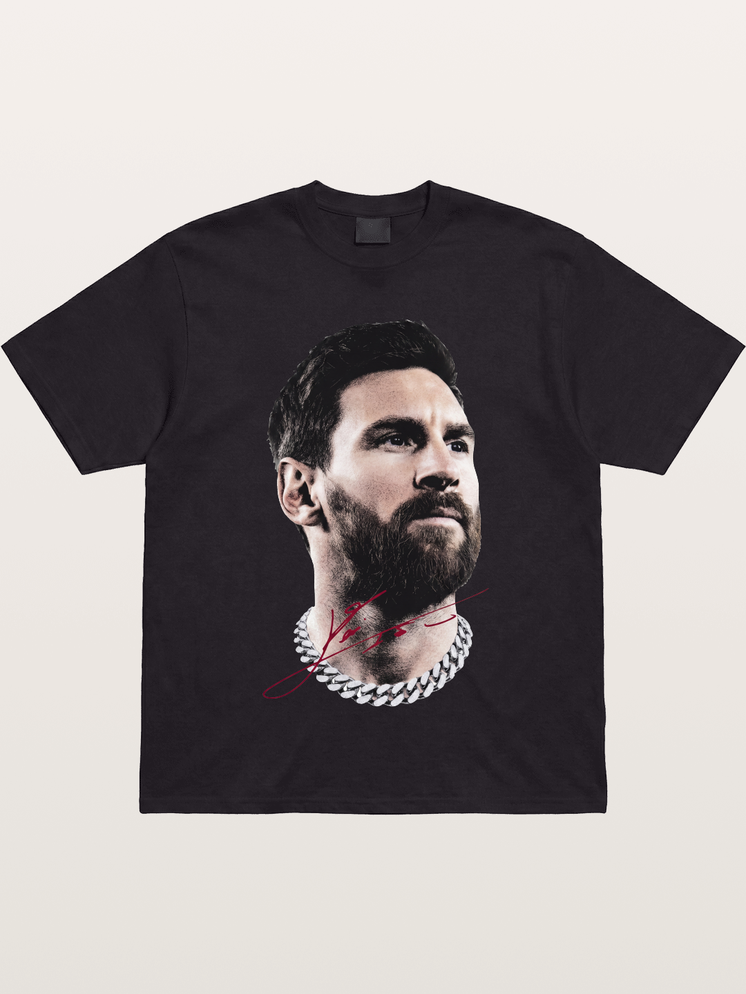 Messi Black White Signature Portrait Gildan T-shirt