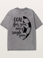 Goal For You Soccer Script Card Washed T-shirt