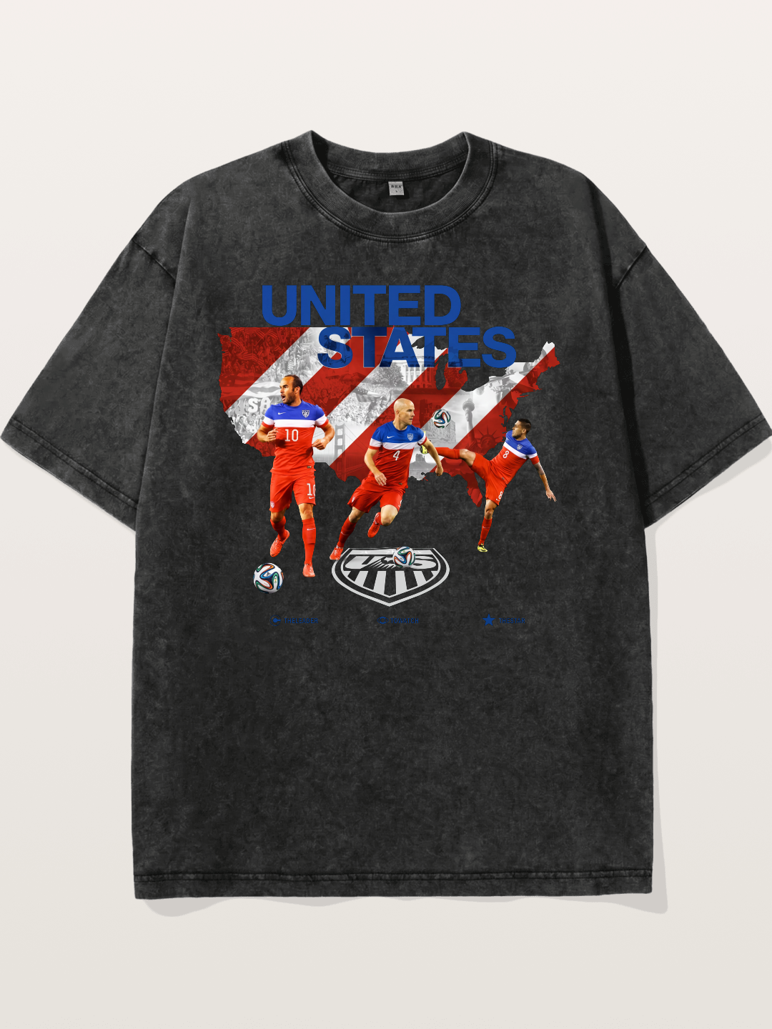 USA Soccer Stars On Map Outline Washed T-shirt