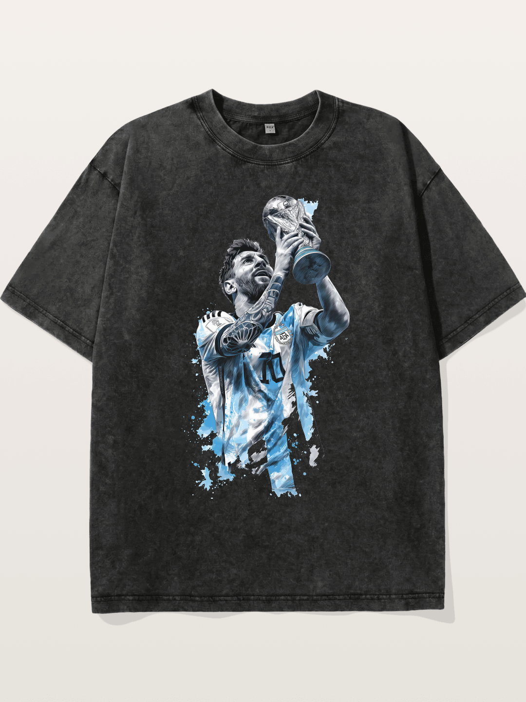 Messi WC Trophy Watercolor Washed T-shirt