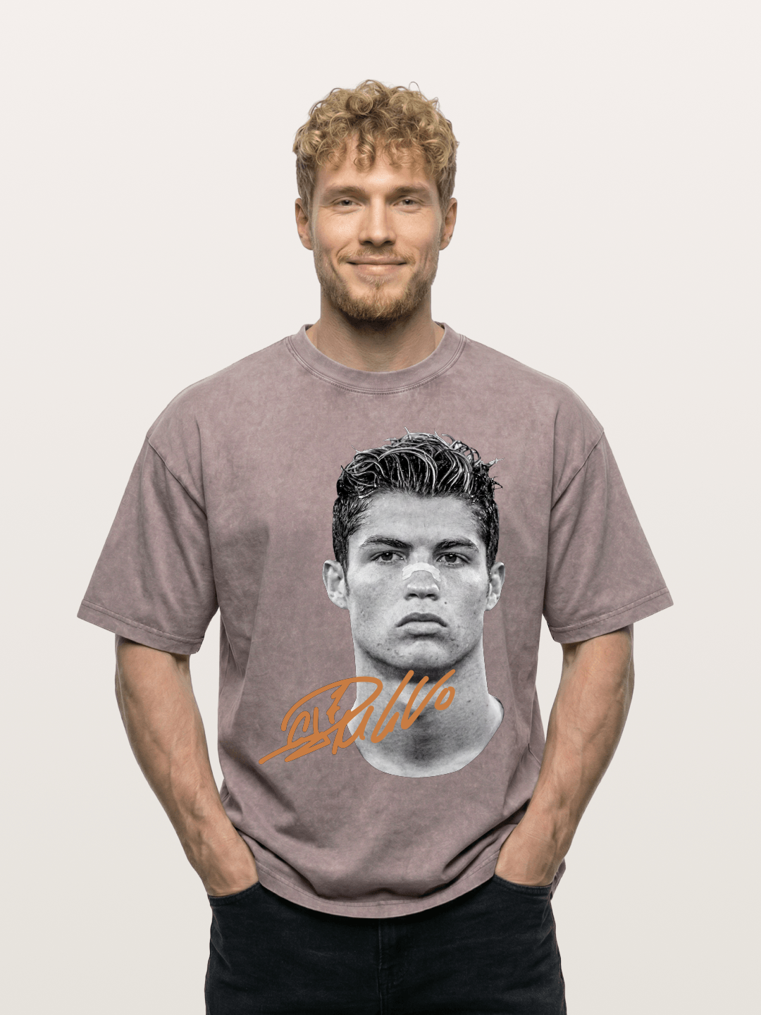 Cristiano Ronaldo Black White Portrait Washed T-shirt