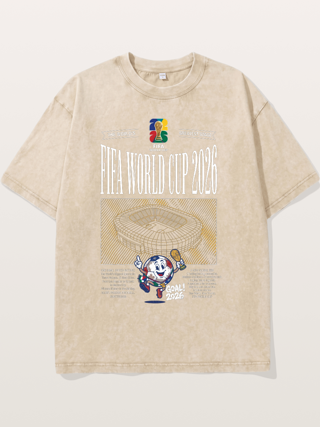 2026 WC Stadium Mascot Line Art Washed T-shirt