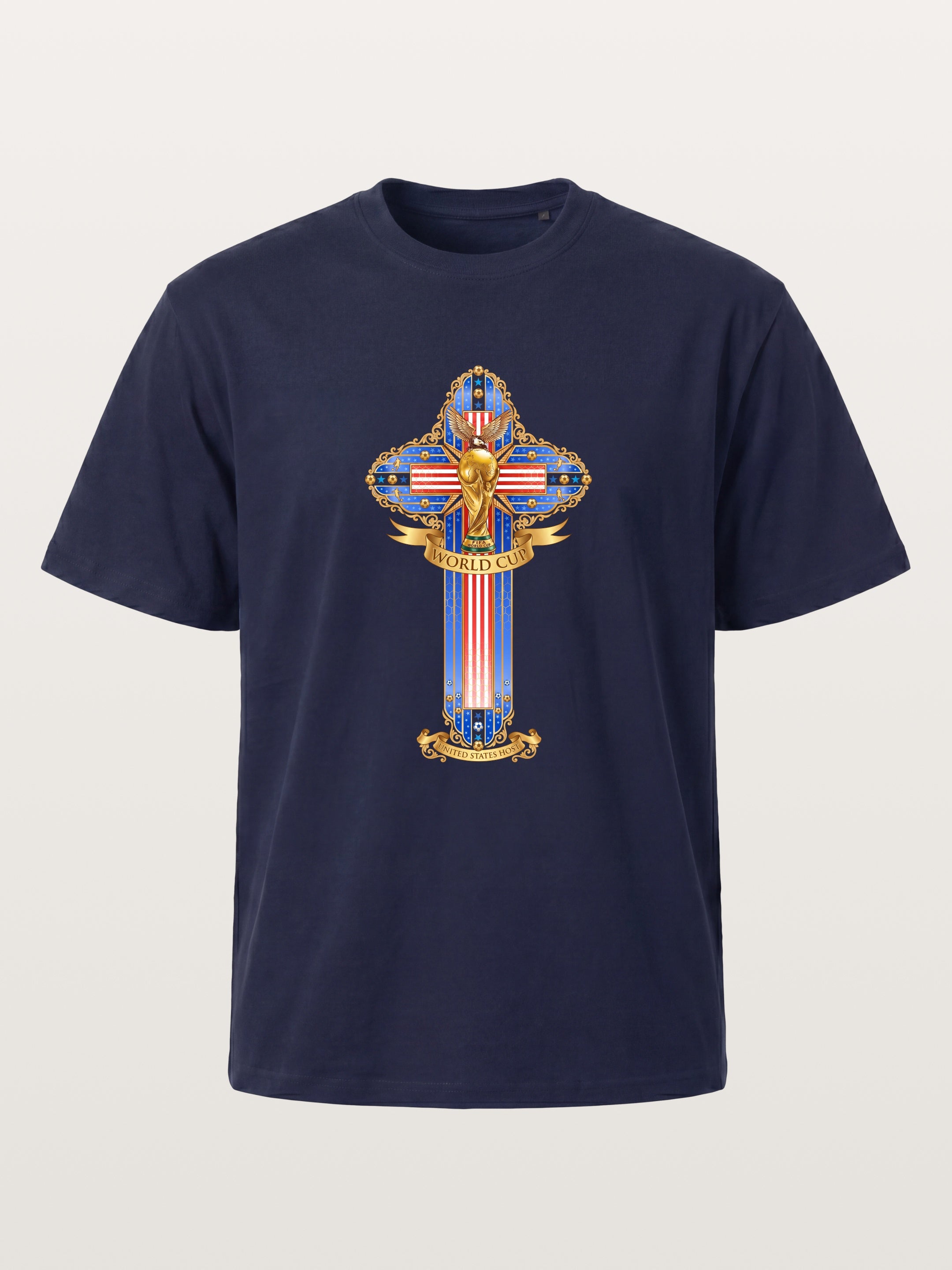 USA Cross World Cup Trophy Card Gildan T-shirt