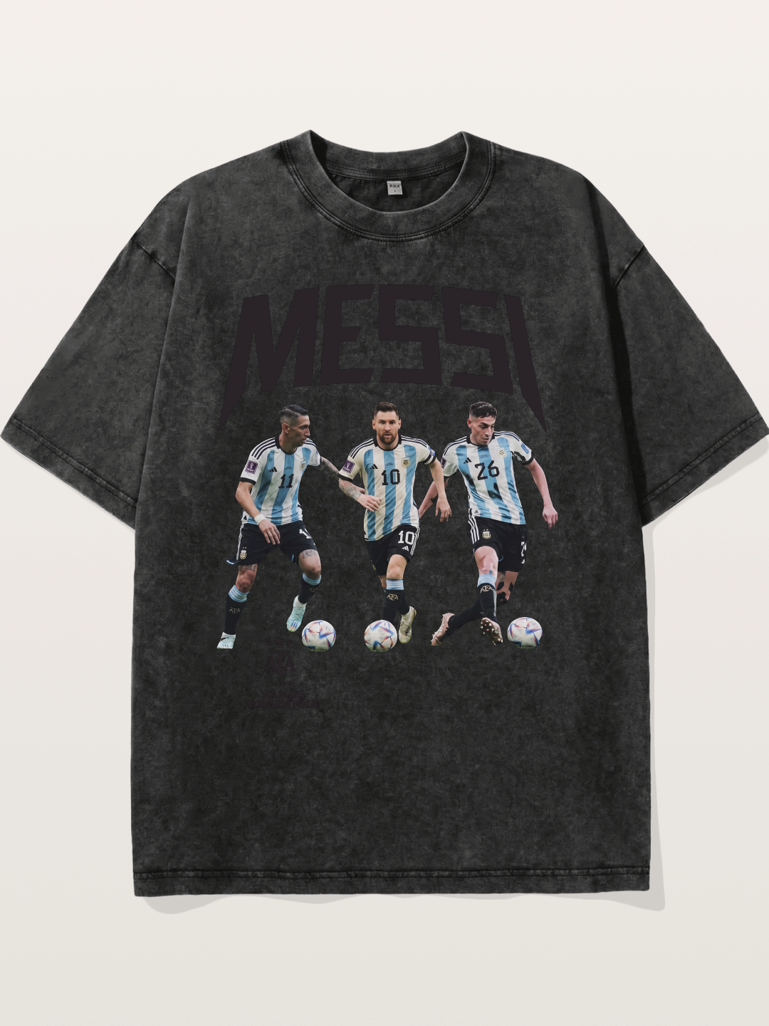 Messi Argentina Trio Soccer Players Washed T-shirt