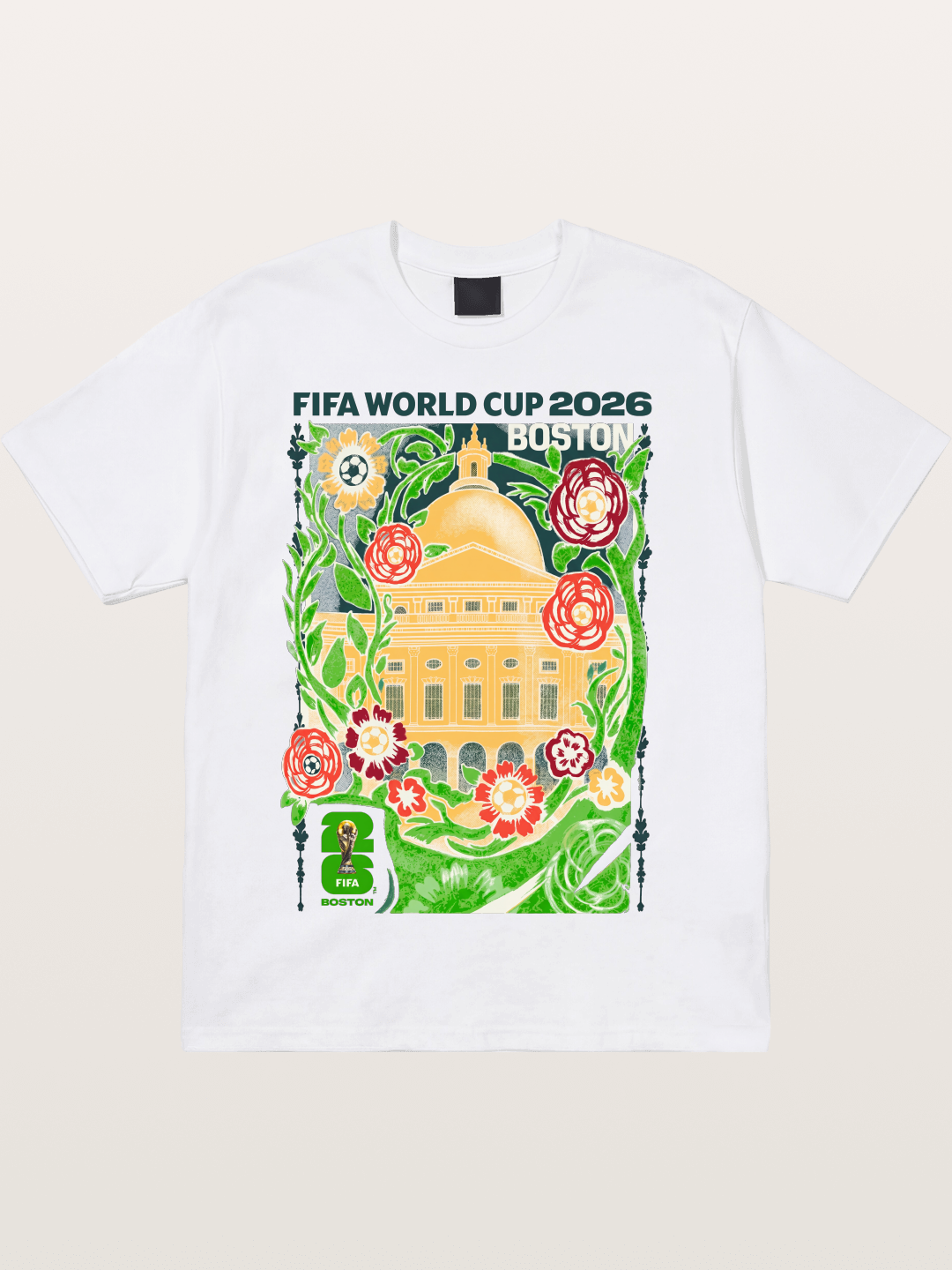 Boston WC 2026 Floral City Hall Art Cotton T-shirt