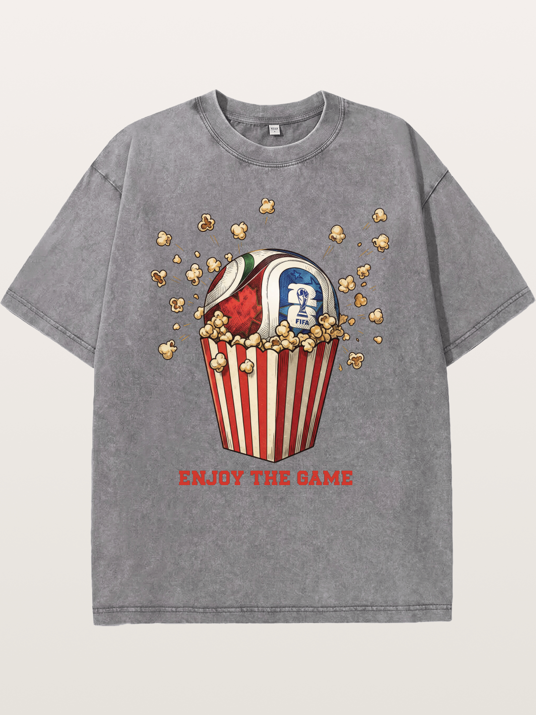 Soccer Ball in Popcorn Bucket Washed T-shirt