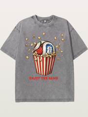 Soccer Ball in Popcorn Bucket Washed T-shirt